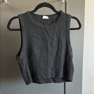 Black Ribbed Crop Top